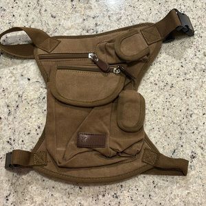 Kabden | Brown Canvas Outdoor Tactical Fishing Waist Leg Bag | Military Travel